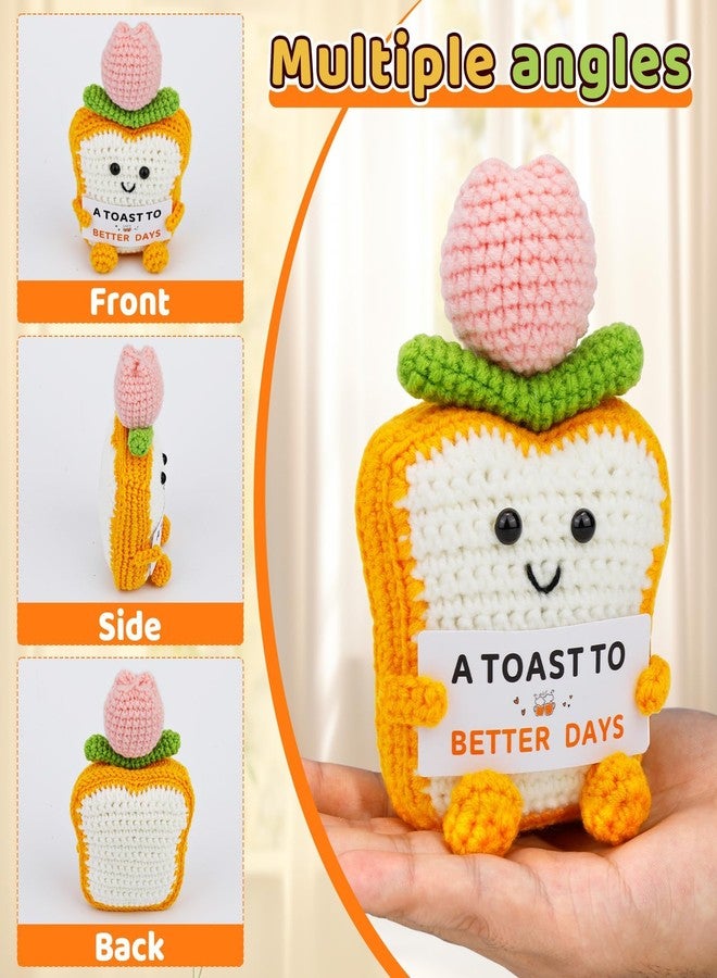Hssugi Gifts for Mom Daughter, Gifts for Him Her Boyfriend Girlfriend, Handmade Crochet Toast, Emotional Positive Tulip Toast Gift with Card for Father Friends, Anniversary, Graduation Parties - Image 3