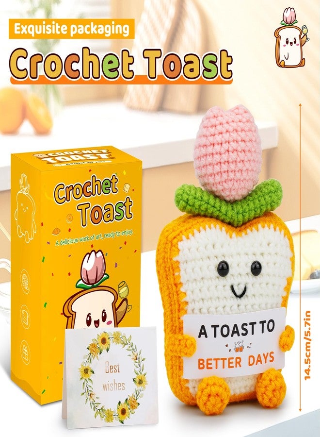 Hssugi Gifts for Mom Daughter, Gifts for Him Her Boyfriend Girlfriend, Handmade Crochet Toast, Emotional Positive Tulip Toast Gift with Card for Father Friends, Anniversary, Graduation Parties - Image 2