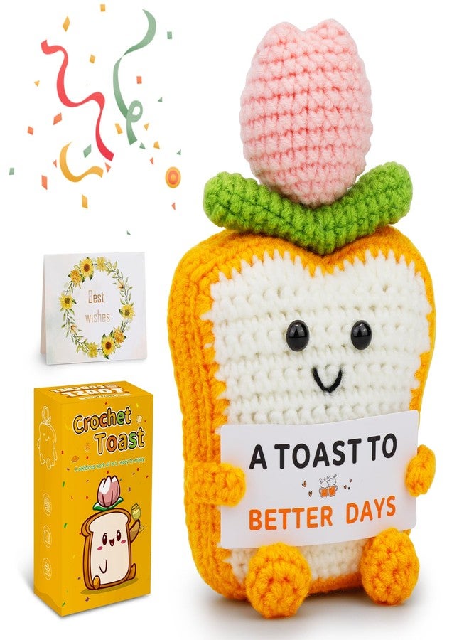 Hssugi Gifts for Mom Daughter, Gifts for Him Her Boyfriend Girlfriend, Handmade Crochet Toast, Emotional Positive Tulip Toast Gift with Card for Father Friends, Anniversary, Graduation Parties - Image 1