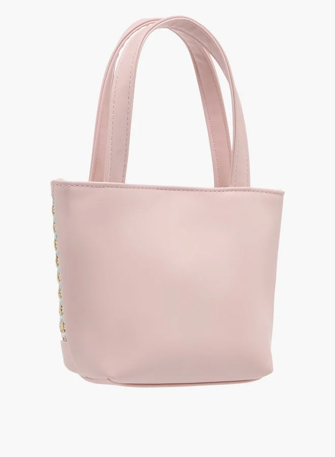 Flora Bella By Shoexpress Girls Textured Tote Bag with Double Handle and Snap Button Closure