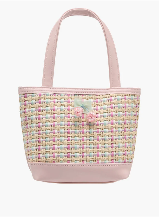 Flora Bella By Shoexpress Girls Textured Tote Bag with Double Handle and Snap Button Closure
