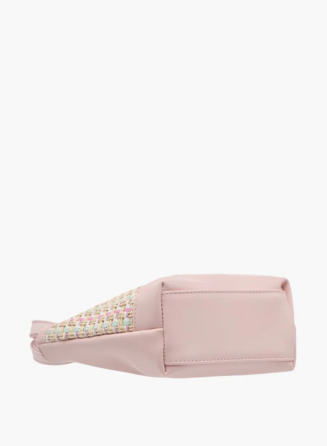 Flora Bella By Shoexpress Girls Textured Tote Bag with Double Handle and Snap Button Closure
