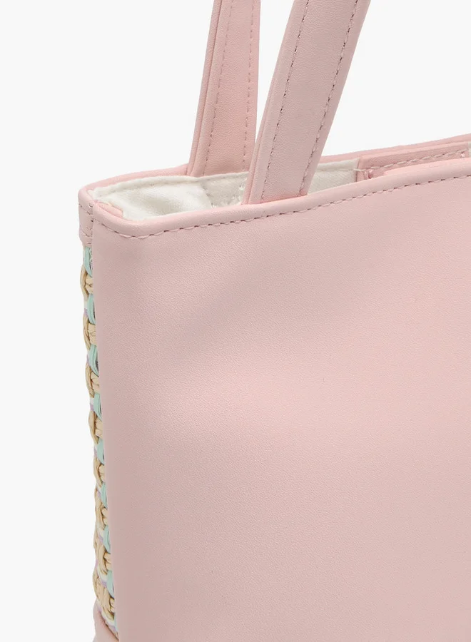 Flora Bella By Shoexpress Girls Textured Tote Bag with Double Handle and Snap Button Closure