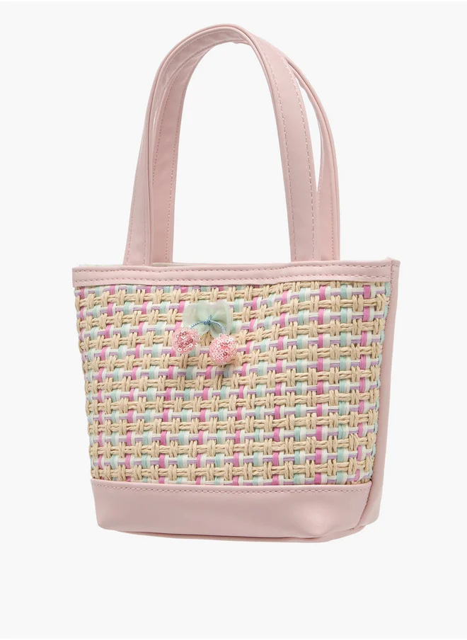 Flora Bella By Shoexpress Girls Textured Tote Bag with Double Handle and Snap Button Closure