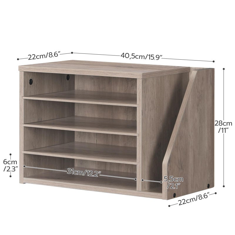 HOOBRO Mail Sorter, Literature Organizer with Adjustable Shelves, Paper Organizer for Office, Home, Wood Countertop Mail Sorter, File Holders, Magazines, Greige BG41WF01N1 - Image 3