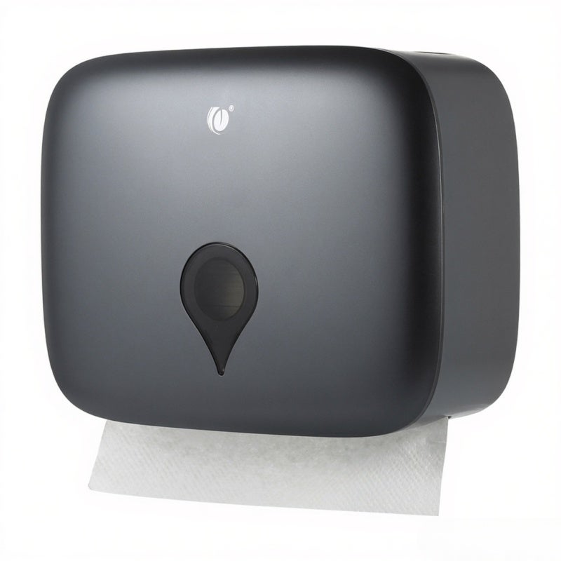 Wall Paper Towel Dispenser: Grey Full-cover Design - Key Lock Feature C-fold Paper Towel Dispenser for Office Buildings, Parks, Home, Restaurants - Image 1