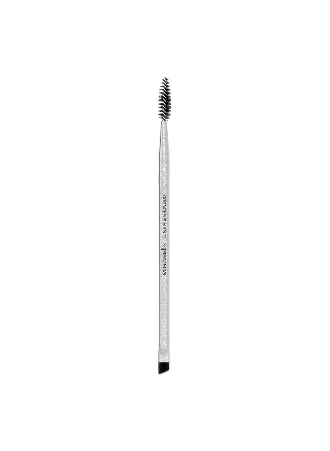 Mirabella Liner And Brow Duo Brushprofessional & Premium Makeup Beauty Brushesnatural & Crueltyfree Synthetic Bristles Handsculpted Brushed Aluminum Luxury Cosmetic Make Up Brush - Image 1