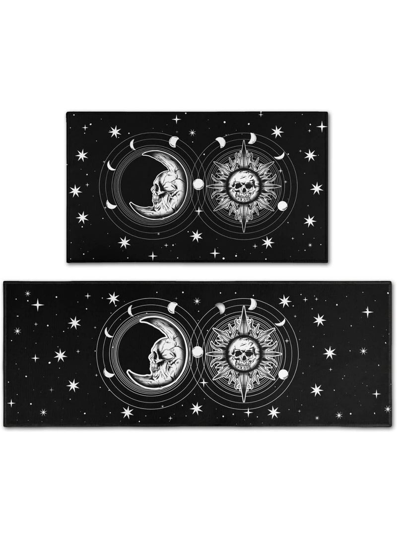 general Goth Kitchen Mat Set of 2, Moon Phase Kitchen Rugs for Floor Halloween Kitchens Mat Gothic Kitchens Decor for Floor, Home, Sink, Bathroom（17‘’*23.5‘’ + 17‘’*47‘’）） - Image 1