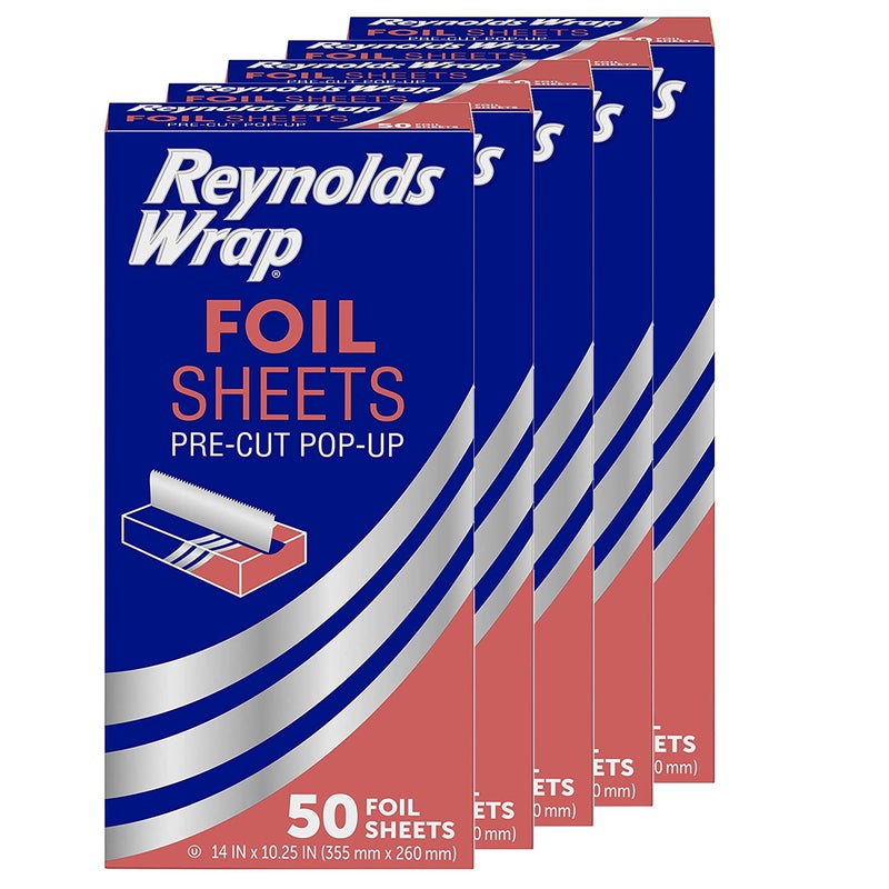 Reynolds Wrap Pre-Cut Pop-Up Aluminum Foil Sheets, 14 x 10.25 Inches, 50 Sheets (Pack of 5), 250 Total - Image 1