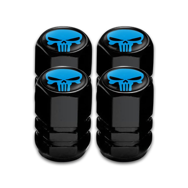 Ajxn Pack4 Skull Tire Valve Stem Caps Airtight Dust Proof Covers for Car Wheel Universal Tire Air Valve Caps Fits Cars Trucks Motorcycles SUVs and Bikes Car Wheels Protection Accessories Blue - Image 3