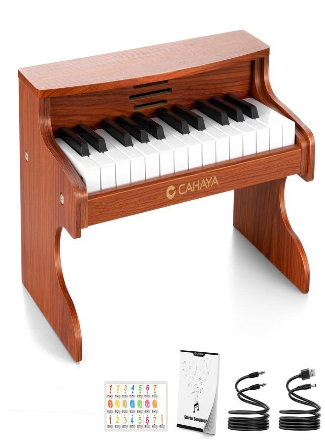 CAHAYA Kids Piano Keyboard Wooden - 25 Keys Digital Piano for Kids Fun & Music Educational Toy Wood Keyboard for 3+ Girls and Boys Birthday Gifts - Image 1