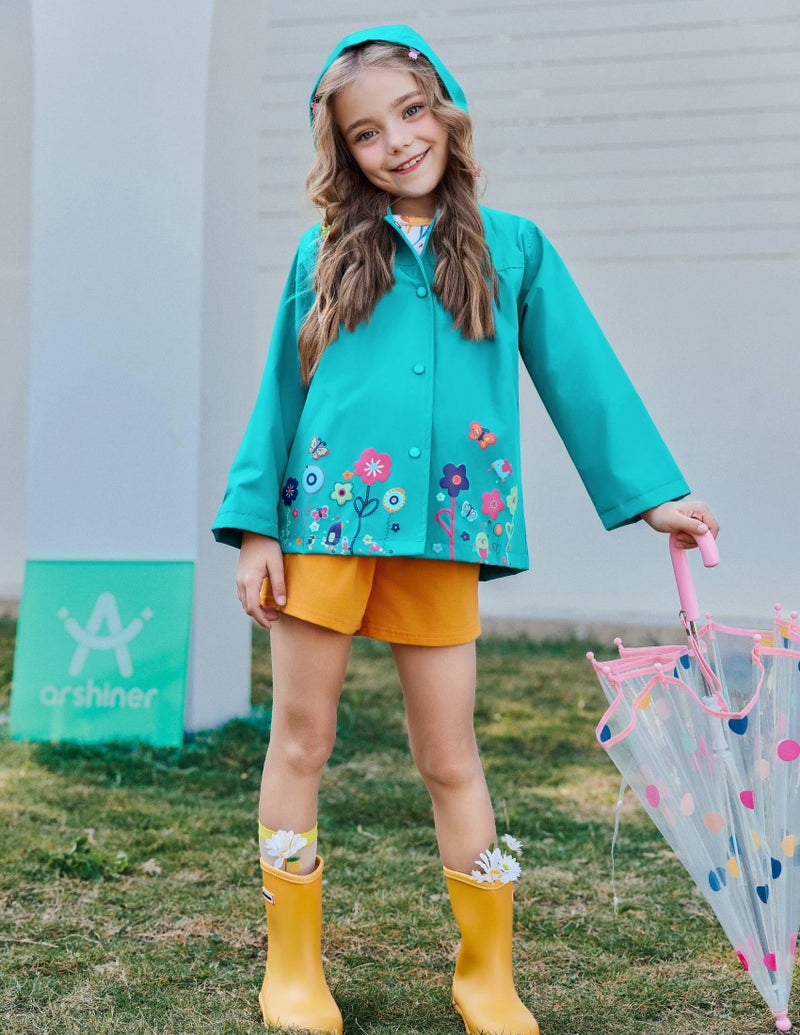 Arshiner Girl Baby Kid Waterproof Hooded Coat Jacket Outwear Raincoat Hoodies 2-6 Y,Blue,130(Age for 5-6Y) - Image 4