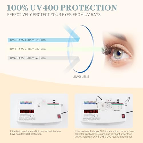 LINVO Fake Glasses Non-Prescription Clear Lens Metal Frame Fashion Eyewear for Women Men - Image 3