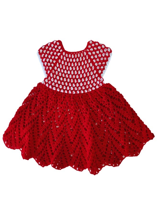 DORCHIS Baby Girl Dress - Woolen Frock for Baby and Kid Girl, Handmade with Crochet (1-2 Years, Red) - Image 2
