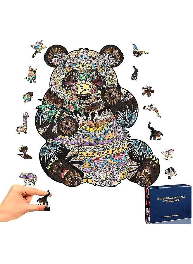 Panda Wooden Jigsaw Puzzle Wood Animal Shape 3d Jigsaw Puzzle for Adults and Kids - Image 1