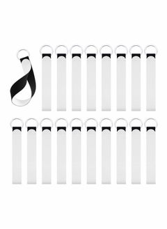 20 Pieces Wristlet Keychain DIY Blank Wrist Lanyard Heat Press Transfer Neoprene Wristlet Keychain Wrist Lanyard Keychain Holder for DIY Crafts Women Girls (White)