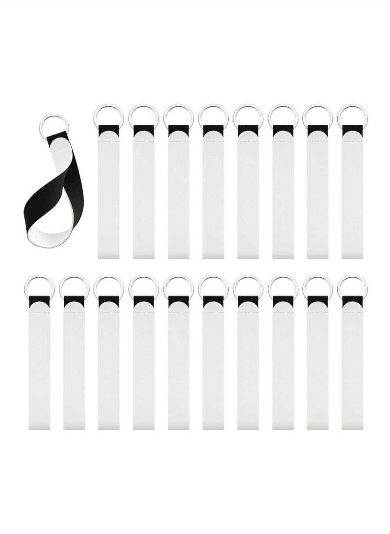 Generic - 20 Pieces Wristlet Keychain DIY Blank Wrist Lanyard Heat Press Transfer Neoprene Wristlet Keychain Wrist Lanyard Keychain Holder for DIY Crafts Women Girls (White) - Image 1