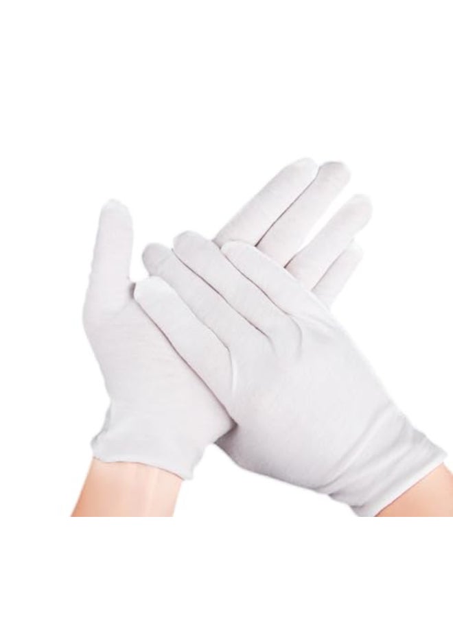 COOBL 12 Pairs White Cotton Gloves For Dry Hands and EczemaSoft Breathable Stretchy Working Gloves for coins JewelryMoisturizing Glove for Women and man - Image 1
