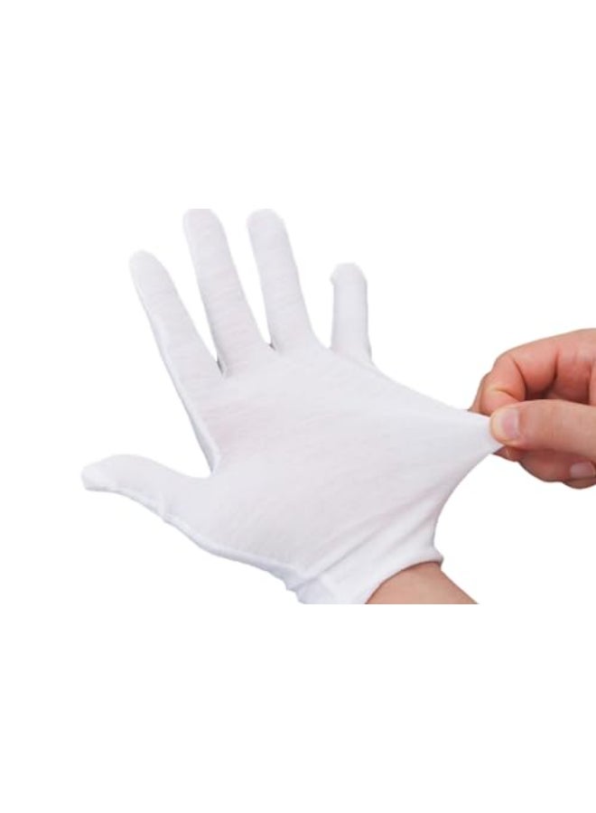 COOBL 12 Pairs White Cotton Gloves For Dry Hands and EczemaSoft Breathable Stretchy Working Gloves for coins JewelryMoisturizing Glove for Women and man - Image 3