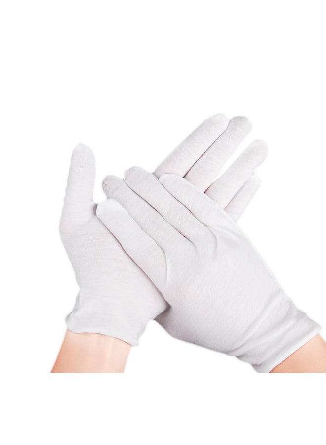 COOBL 12 Pairs White Cotton Gloves For Dry Hands and EczemaSoft Breathable Stretchy Working Gloves for coins JewelryMoisturizing Glove for Women and man - Image 2