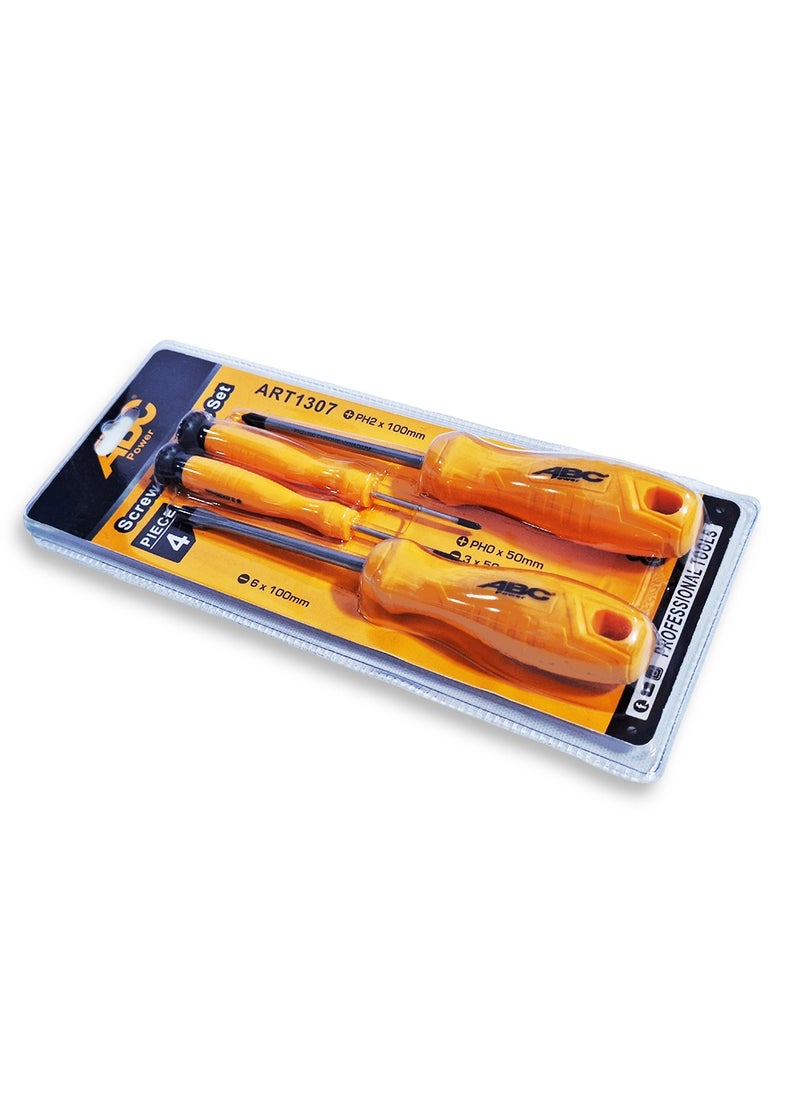ABC Professional 4-piece multi-function screwdriver set (straight and star), different sizes repair tools set ( PH2 , 6 x 100MM - PH0 , 3 x 50MM ) , lightweight and easy to use anywhere  - Image 3