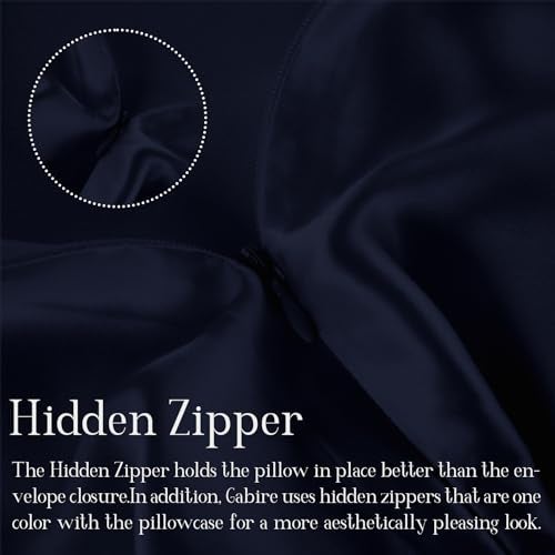 Gabire Mulberry Silk Pillowcases Set of 2, Both Sides Real Silk Pillowcase for Hair and Skin Prevent Acne Pillowcase Organic Silk Pillow case 2 Pack with Hidden Zipper, Navy Blue, Standard (20"×26") - Image 4