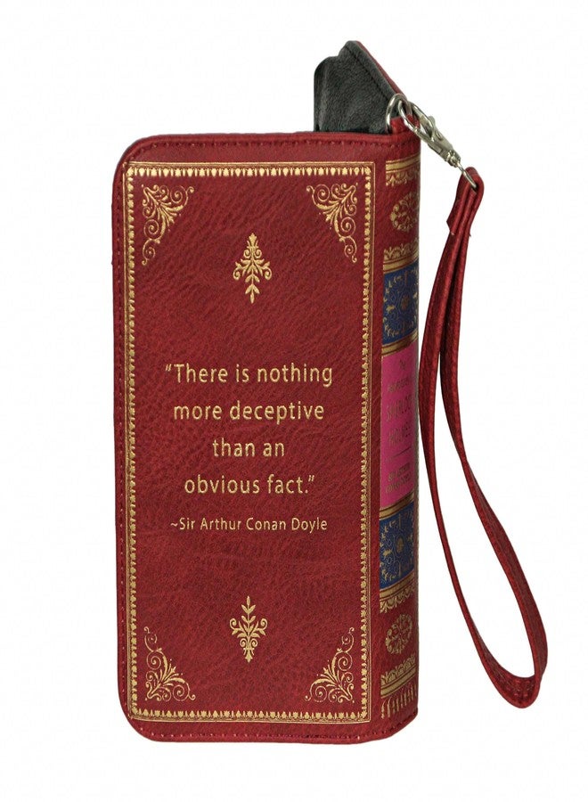 Things2Die4 Sherlock Holmes Red and Gold Book-Style Wallet with ID Holder - Snap Closure - Fashionable Wristlet Strap for Mystery Enthusiasts - Sleuthing in Style - Image 2
