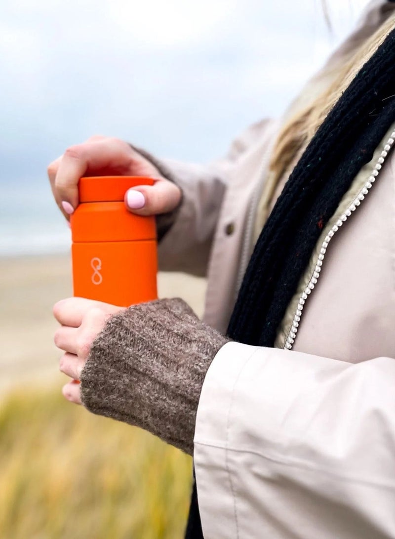 Ocean Bottle Brew Flask With 360º Leak Proof Lid Eco-Friendly Bottle 350ml - Sun Orange - Image 2