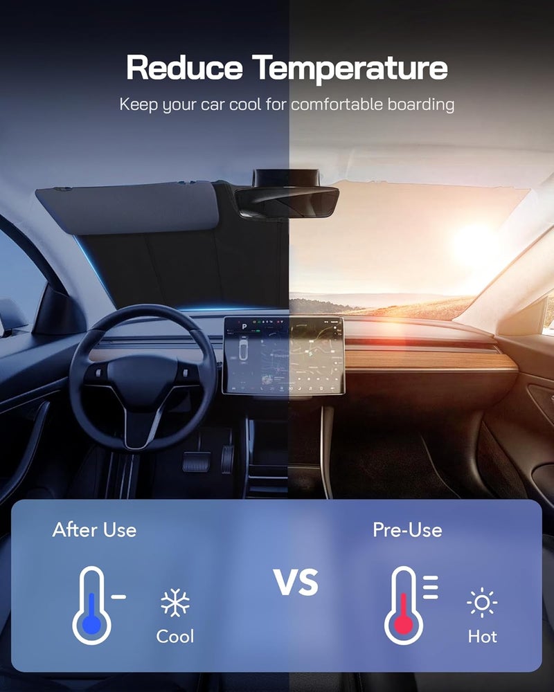 Pigenius Windshield Sun Shade for 2021-2022 Chevrolet Suburban/Tahoe, GMC Yukon/Yukon XL, Cadillac Escalade - Ultimate Sunshade - Image 4