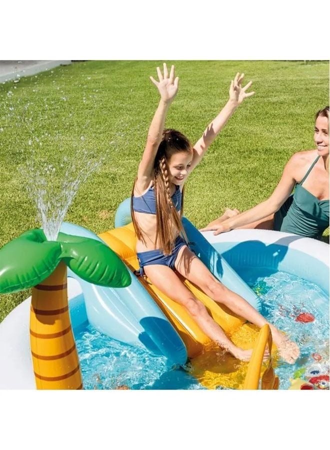 INTEX A children's pool, water games, a pirate boat-shaped slide, and a fishing lighthouse - Image 4