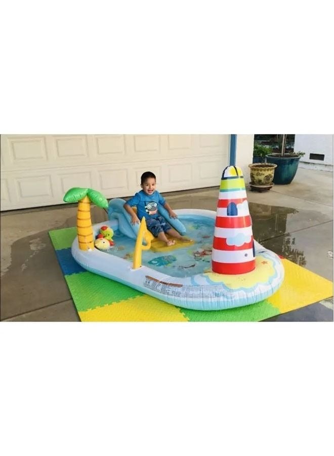 INTEX A children's pool, water games, a pirate boat-shaped slide, and a fishing lighthouse - Image 3