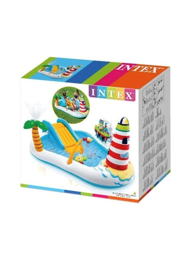 INTEX A children's pool, water games, a pirate boat-shaped slide, and a fishing lighthouse - Image 2