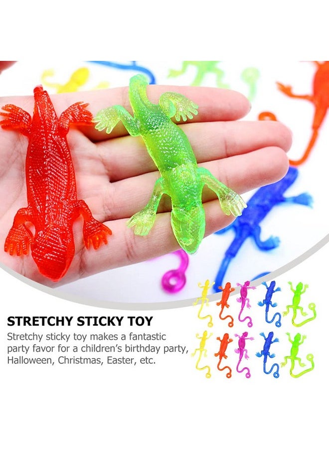 STOBOK - Sticky Lizard, 24Pcs Funny Sticky Lizard Toy Sticky Hands Lizard Gecko Figures Stretchy Sticky Lizards For Cosplay, Party Favors (Random Color) - Image 1