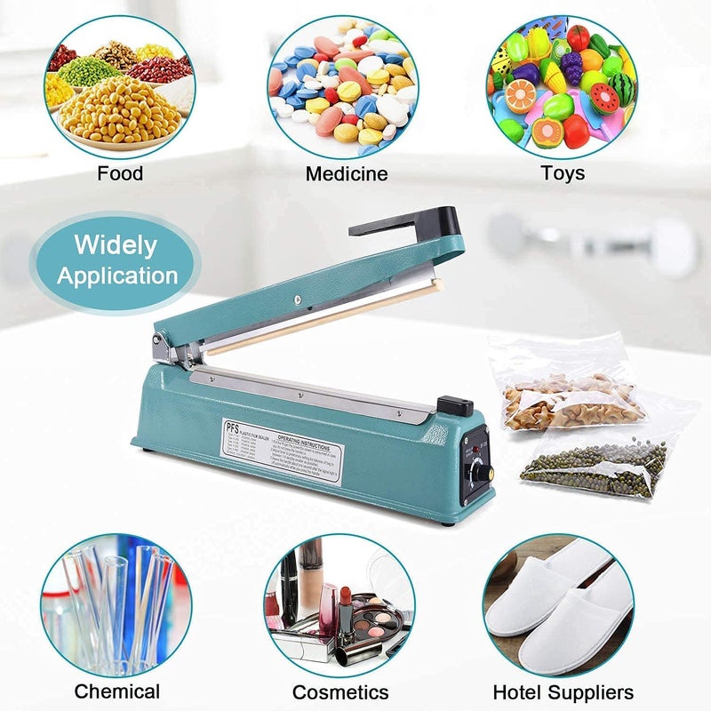 DHVAJ Manual Poly Bag Sealing Machine wAdjustable Timer Electric Heat Seal Closer 300 MM 42 X 95 X 165 CM 1 Free Replacement Kit Silver - Image 5