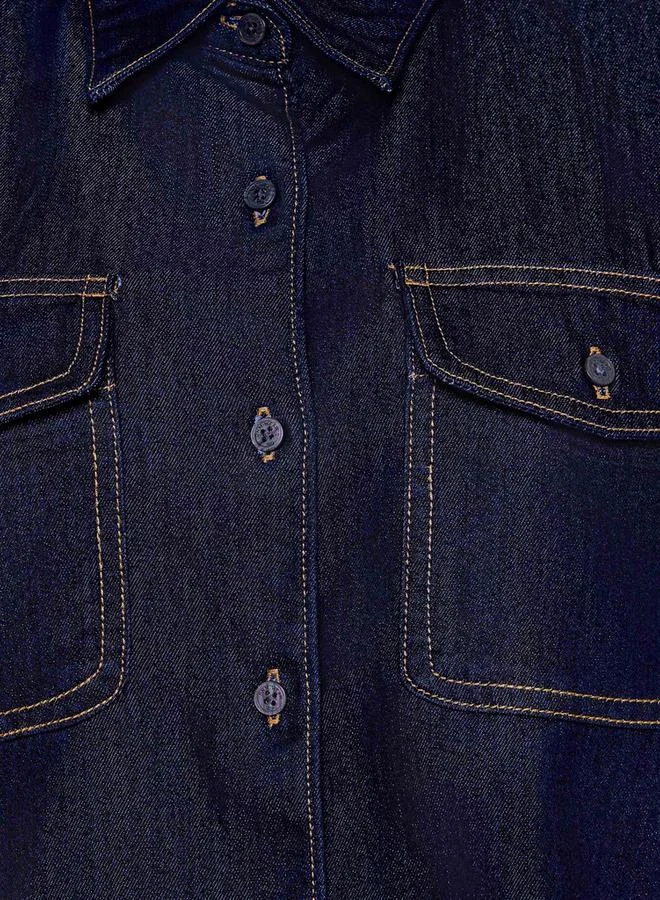 سبلاش فيڤ Cotton High Low Denim Shirt with Long Sleeves