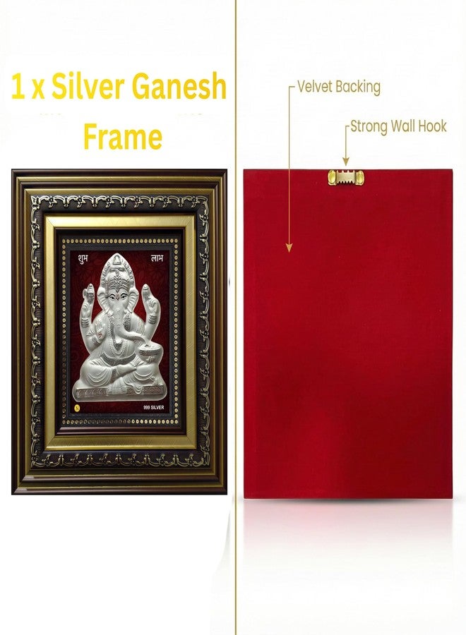 ARTSMINE 999 Silver Ganesh Frame | Pooja Room Diwali Corporate Gift | Size H*L - 22 * 20 CM | Wall Mount Ganesh Photo Frame Silver | Home Office Decor - Image 4