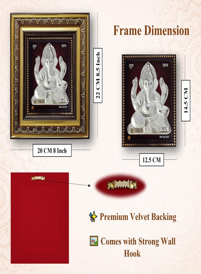 ARTSMINE 999 Silver Ganesh Frame | Pooja Room Diwali Corporate Gift | Size H*L - 22 * 20 CM | Wall Mount Ganesh Photo Frame Silver | Home Office Decor - Image 3