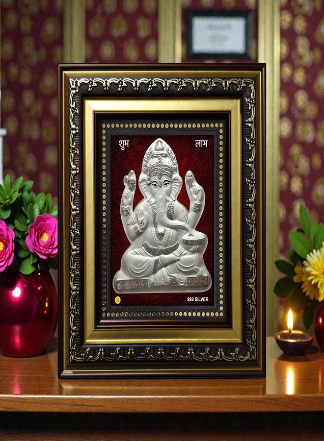 ARTSMINE 999 Silver Ganesh Frame | Pooja Room Diwali Corporate Gift | Size H*L - 22 * 20 CM | Wall Mount Ganesh Photo Frame Silver | Home Office Decor - Image 5