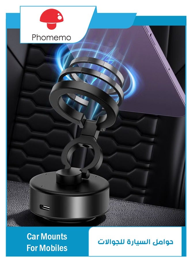 phomemo Magnetic Car Phone Mount – Vacuum Suction Foldable Dashboard Holder, Universal 4.7-7 Inch Smartphones, 360 Adjustable, Strong Magnetic Grip, Durable Aluminum Alloy - Image 1