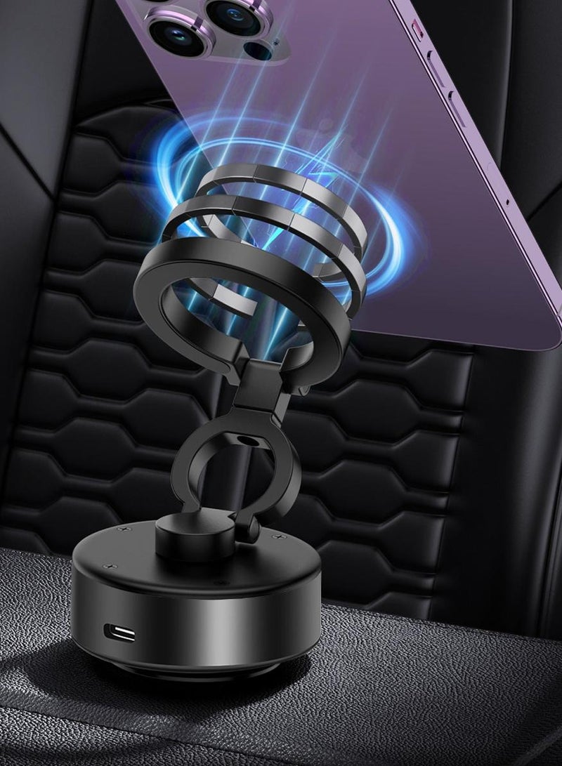 phomemo Magnetic Car Phone Mount – Vacuum Suction Foldable Dashboard Holder, Universal 4.7-7 Inch Smartphones, 360 Adjustable, Strong Magnetic Grip, Durable Aluminum Alloy - Image 2