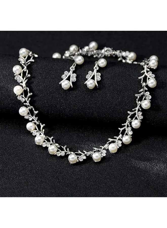 Shining Diva Fashion Latest Stylish 18K Gold Plated Combo Pearl Necklace Earrings Bracelet Jewelery Set For Women And Girls  - Image 2