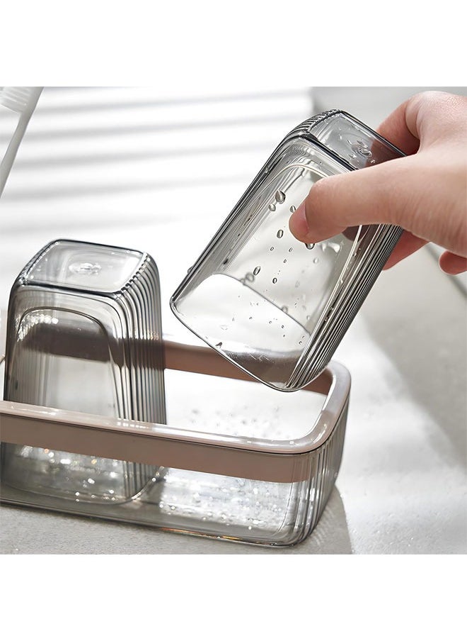 Hihonor 1 PCS Toothbrush Holder with 2 Cups and 3 Slots, for Bathroom Organization Container, Storage for Organizing Toothpaste, Traditional or Electric Toothbrush Storage, Plastic  - Image 5
