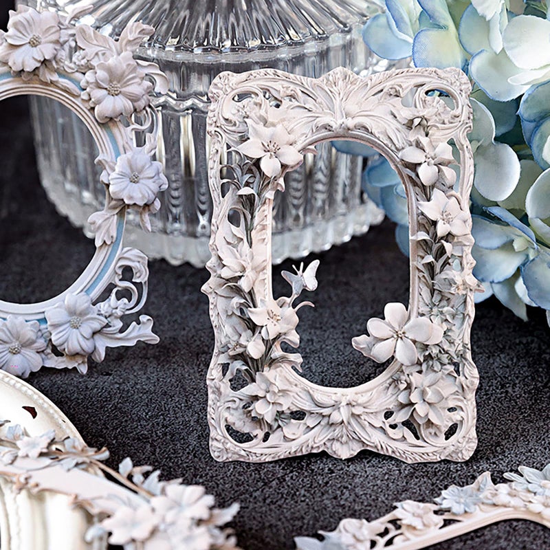 Maxleaf Vintage Frame Cards Set, 60PCS Hollow Flowers Retro Mirror Frame Collage Paper for Scrapbooking Journaling DIY Crafts Planner Diary Album Handmade Work Journal Photo Selfie Decorations - Image 3