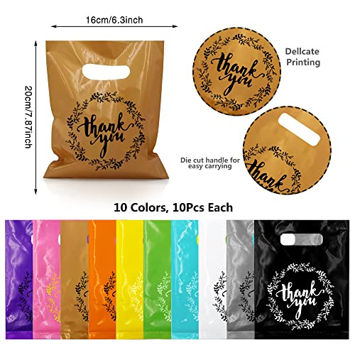 TOSPARTY 100 PCS 10 Colors Plastic Handle Bag Gift Bags Party Favor Candy Cookie Bag for Birthday Party Baby Shower Wedding Gift Shop Retail Bags 787 x 63 - Image 5