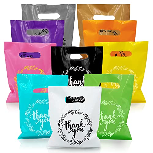 TOSPARTY 100 PCS 10 Colors Plastic Handle Bag Gift Bags Party Favor Candy Cookie Bag for Birthday Party Baby Shower Wedding Gift Shop Retail Bags 787 x 63 - Image 2