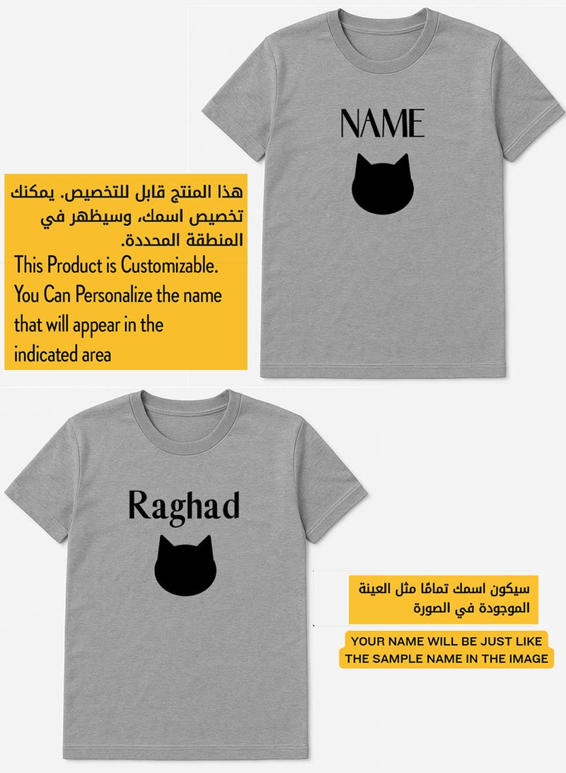 لوحة تيشيرت قطن قابل للتخصيص باسمك مع تصميم أيقونة قطة - Image 2