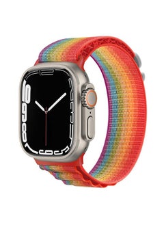 Replacement Strap Silver Buckle Nylon Watch Band For Apple Watch Ultra 49mm / Series 8&7 45mm / SE 2&6&SE&5&4 44mm Rainbow