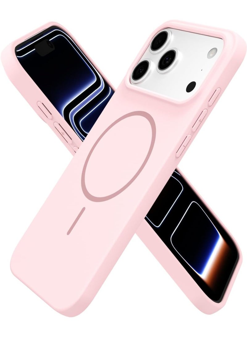 أكاليكس جراب هاتف مغناطيسي رفيع لهاتف آيفون 17 برو ماكس، متوافق مع الشحن اللاسلكي ماج سيف، مصنوع من السيليكون المطاطي الناعم الأنيق | وردي - Image 1