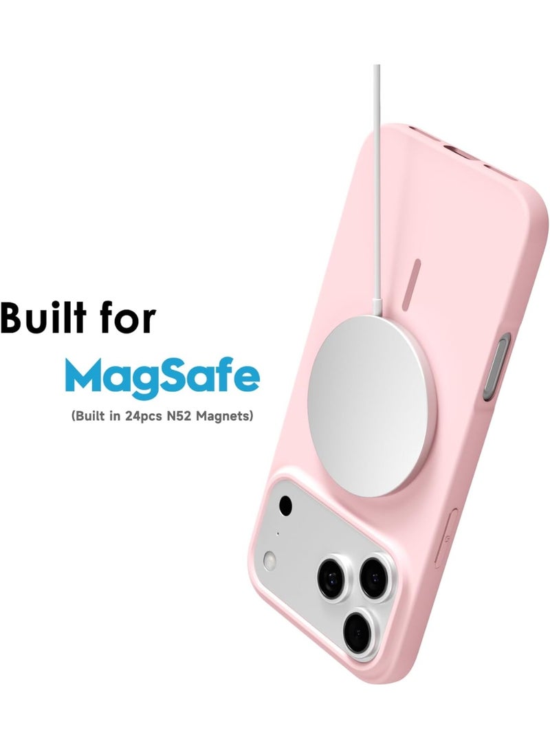 أكاليكس جراب هاتف مغناطيسي رفيع لهاتف آيفون 17 برو ماكس، متوافق مع الشحن اللاسلكي ماج سيف، مصنوع من السيليكون المطاطي الناعم الأنيق | وردي - Image 2