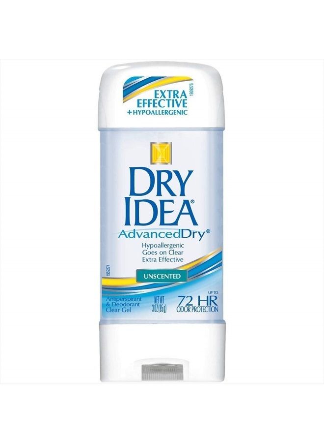 Dry Idea Advanced Dry Antiperspirant & Deodorant, Clear Gel, Unscented 3 Oz - (Value Pack of 3) - Image 1